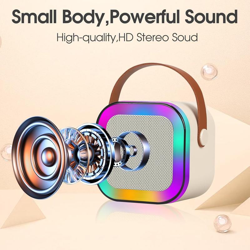 Wireless Karaoke Speaker with 2Wireless Microphones, RechargeableHiFi Stereo Sound KTV SpeakerSystem, Bluetooth-compatible Speaker with RGB ColorfulLED Lights, Sound System